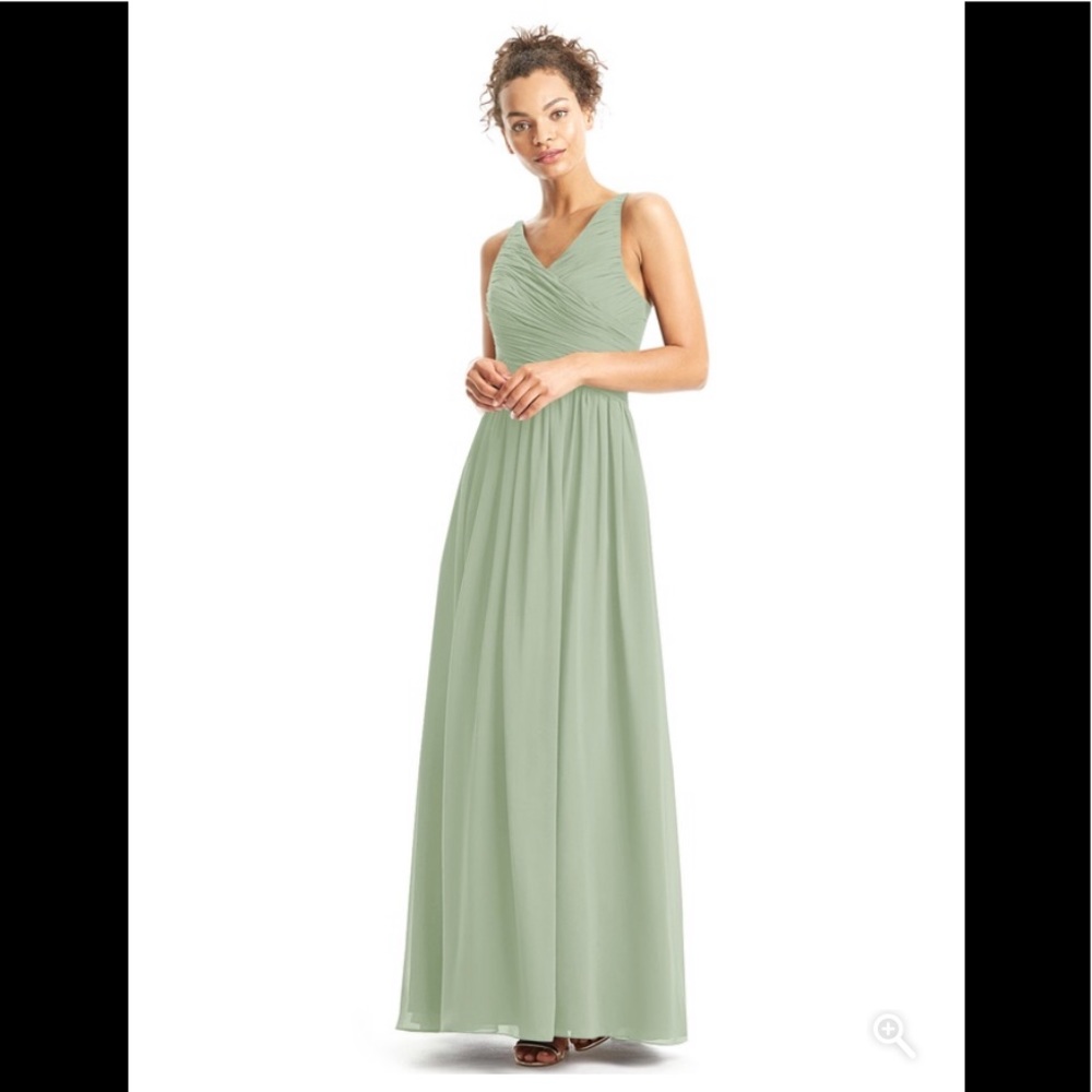 Dusty sage floor length A-line dress